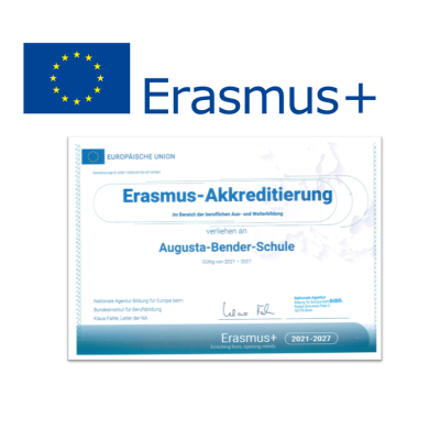 Auf dem Bild sieht man die Erasmus-Akkreditierung
