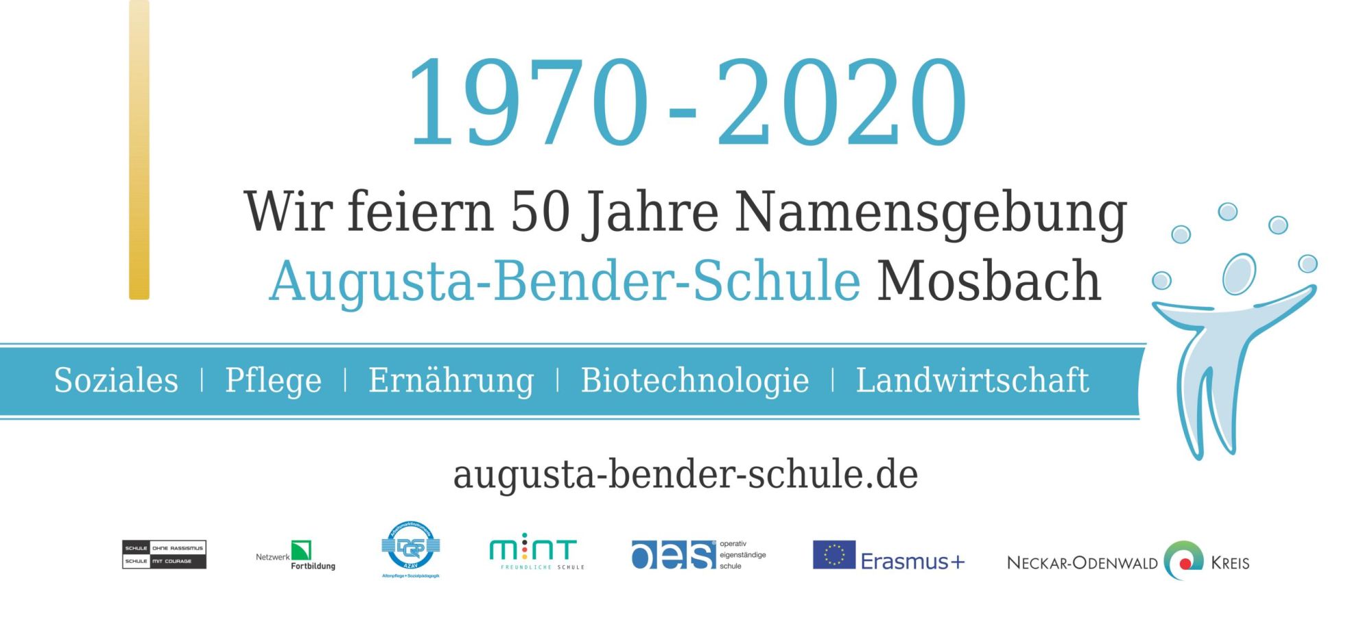 Auf dem Bild sieht man eine Grafik wo 50 Jahre Namensnennung gefeiert wird.