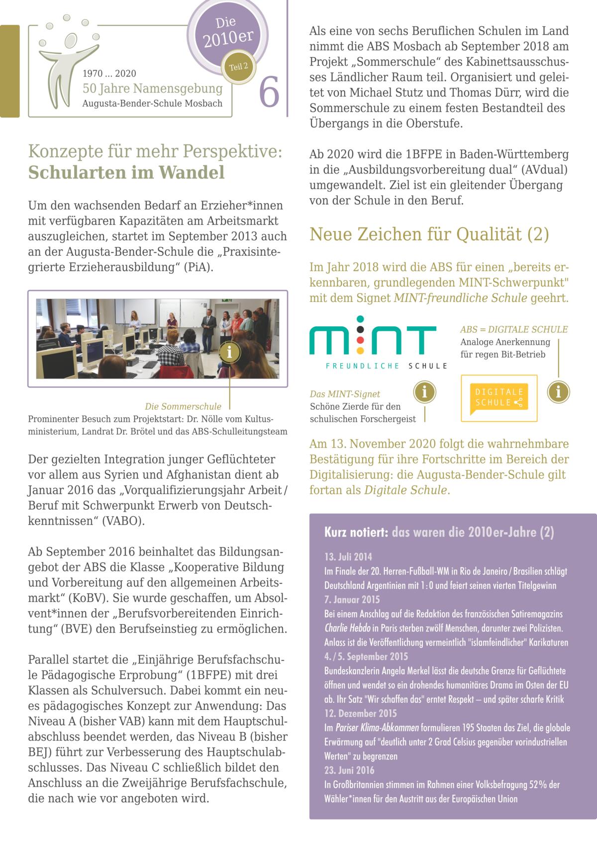 Auf dem Bild wird ein Artikel gezeigt welcher über das Thema: Konzept für mehr Perspektive: Schularten im Wandel. 