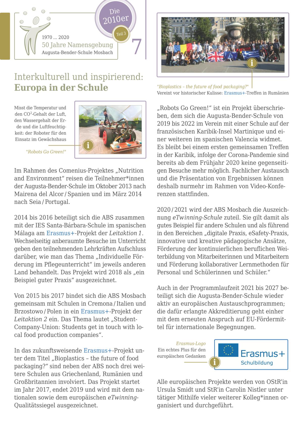 Auf dem Bild wird ein Artikel gezeigt welcher über das Thema: Interkulturell und inspirierend: Europa in der Schule.