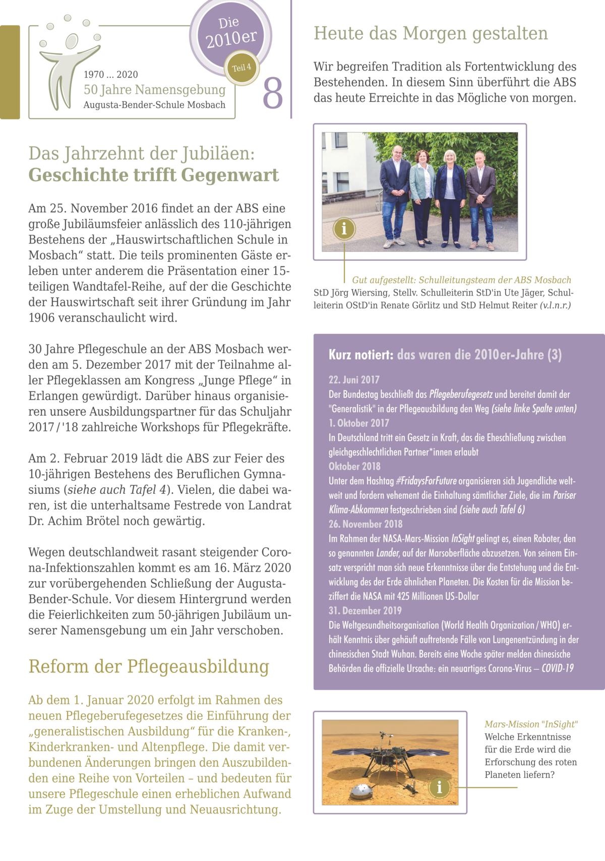 Auf dem Bild wird ein Artikel gezeigt welcher über das Thema: Das Jahrzehnt der Jubiläen: Geschichte trifft Gegenwart.